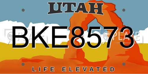 BKE8573 Utah License Plate