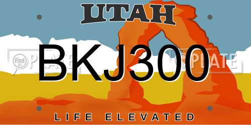 BKJ300 Utah License Plate