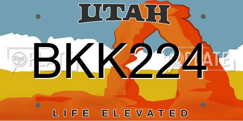 BKK224 Utah License Plate