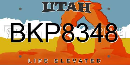 BKP8348 Utah License Plate