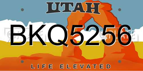 BKQ5256 Utah License Plate