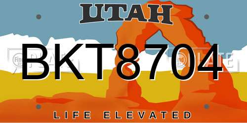 BKT8704 Utah License Plate