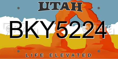 BKY5224 Utah License Plate