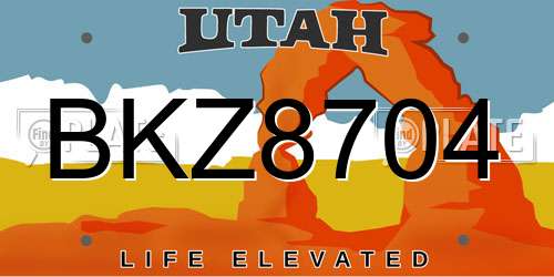 BKZ8704 Utah License Plate