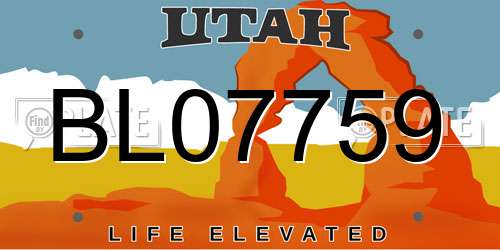 BL07759 Utah License Plate