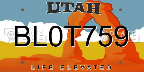 BL0T759 Utah License Plate