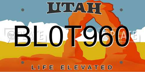 BL0T960 Utah License Plate