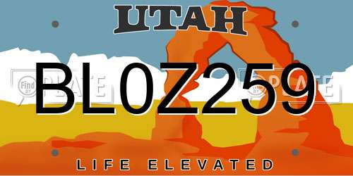 BL0Z259 Utah License Plate
