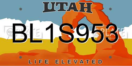 BL1S953 Utah License Plate