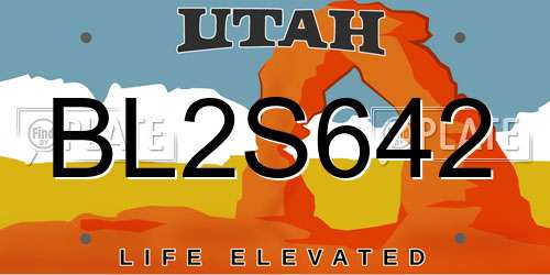 BL2S642 Utah License Plate