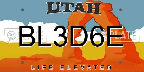 BL3D6E Utah License Plate