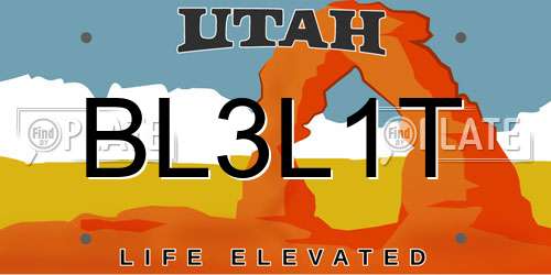 BL3L1T Utah License Plate