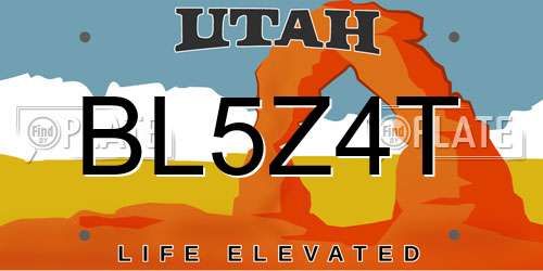 BL5Z4T Utah License Plate