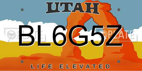 BL6G5Z Utah License Plate