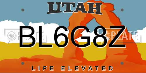 BL6G8Z Utah License Plate