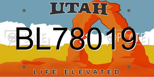 BL78019 Utah License Plate