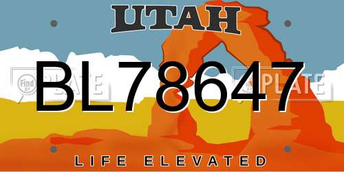 BL78647 Utah License Plate