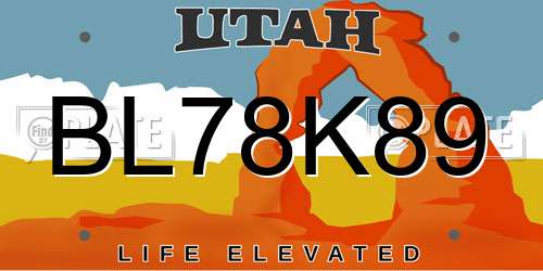 BL78K89 Utah License Plate