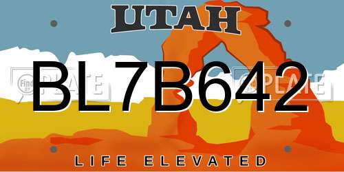 BL7B642 Utah License Plate
