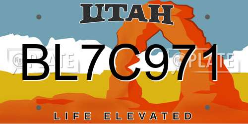 BL7C971 Utah License Plate