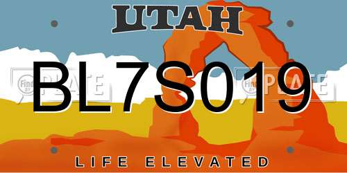 BL7S019 Utah License Plate