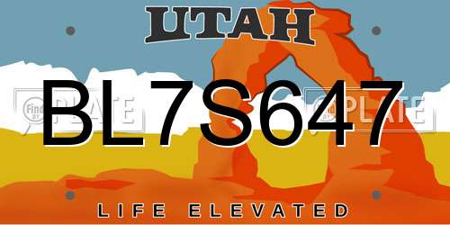 BL7S647 Utah License Plate