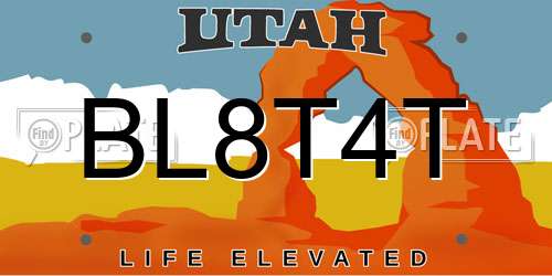 BL8T4T Utah License Plate