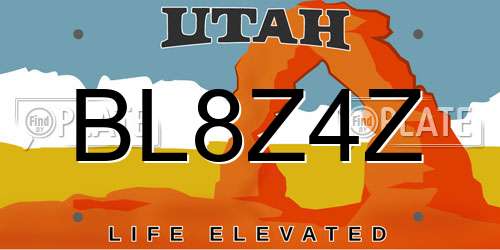 BL8Z4Z Utah License Plate