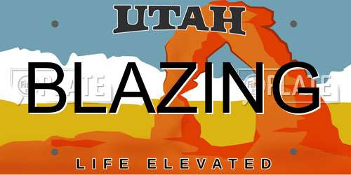 BLAZING Utah License Plate