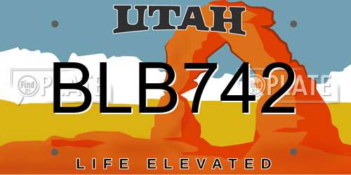 BLB742 Utah License Plate