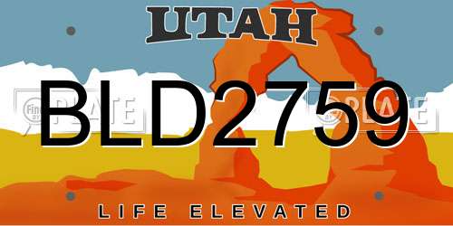 BLD2759 Utah License Plate
