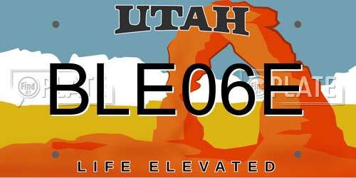 BLE06E Utah License Plate