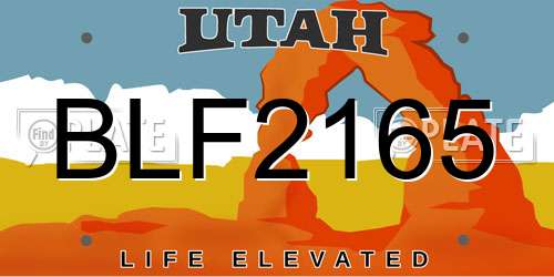 BLF2165 Utah License Plate