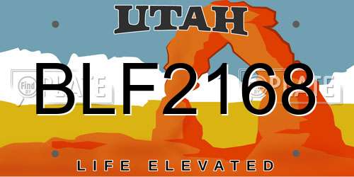 BLF2168 Utah License Plate