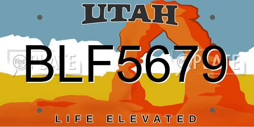 BLF5679 Utah License Plate