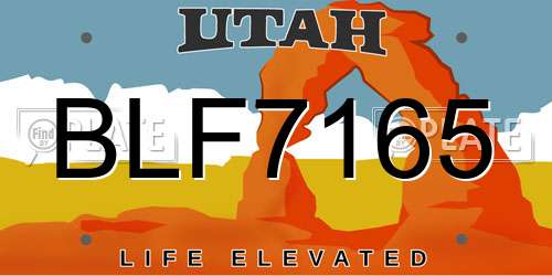 BLF7165 Utah License Plate