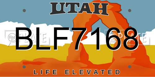 BLF7168 Utah License Plate