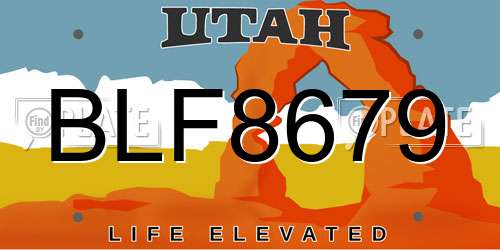 BLF8679 Utah License Plate