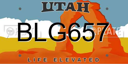 BLG657 Utah License Plate