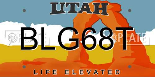 BLG68T Utah License Plate