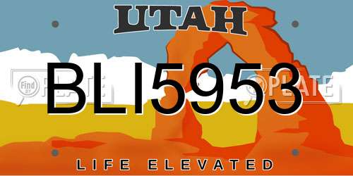 BLI5953 Utah License Plate