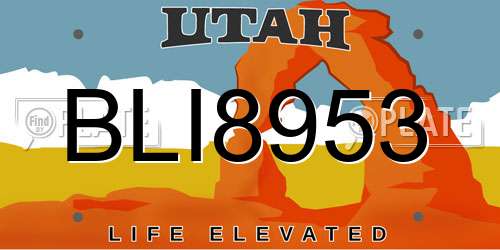 BLI8953 Utah License Plate