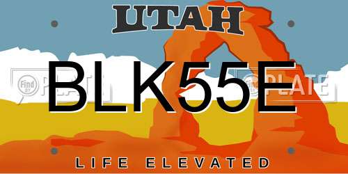 BLK55E Utah License Plate