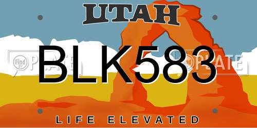 BLK583 Utah License Plate