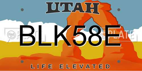 BLK58E Utah License Plate
