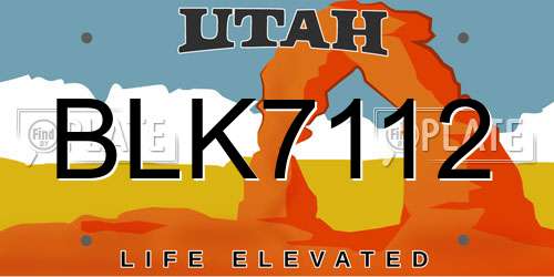BLK7112 Utah License Plate