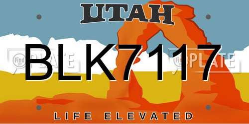 BLK7117 Utah License Plate
