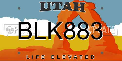 BLK883 Utah License Plate
