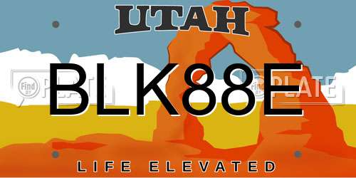 BLK88E Utah License Plate
