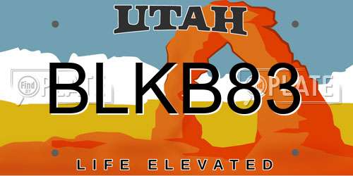 BLKB83 Utah License Plate
